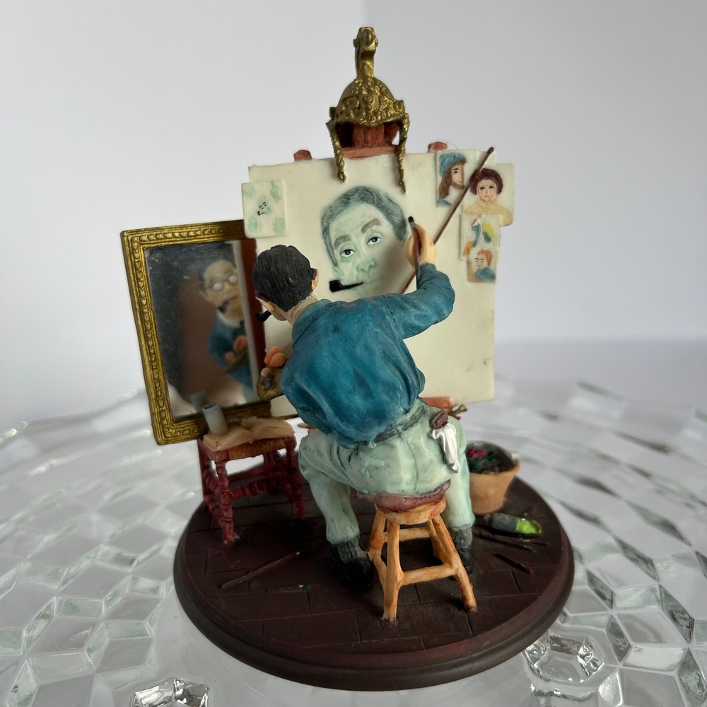 Artist Figurine Sculpture - NORMAN ROCKWELL 1999 TRIPLE SELF PORTRAIT VINTAGE‎